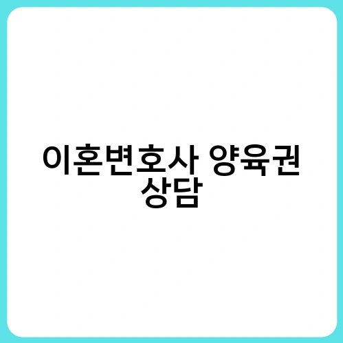 이혼변호사 양육권 상담 1