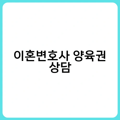 이혼변호사 양육권 상담