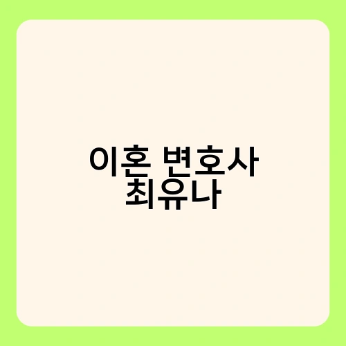 이혼 변호사 최유나