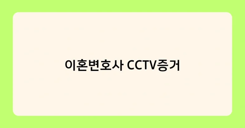 이혼변호사 CCTV증거 썸네일